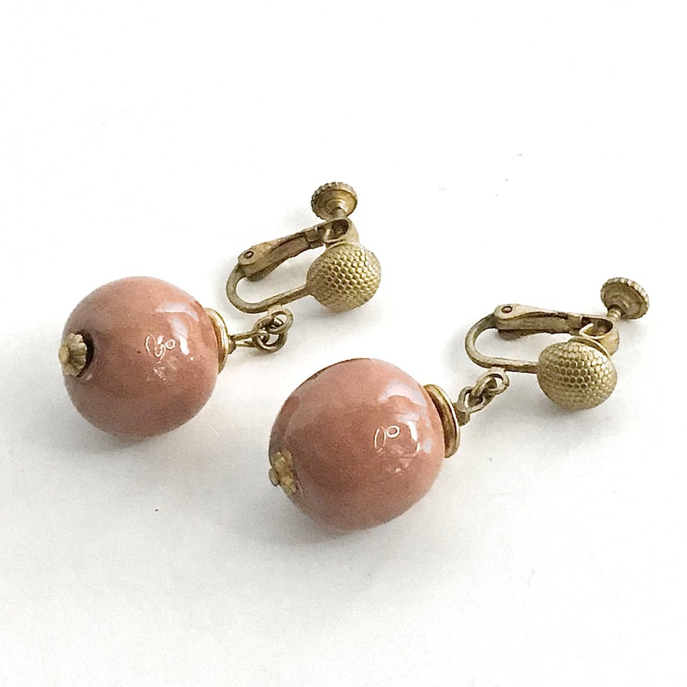 Miriam Haskell Dangle Earrings Porcelain Beads